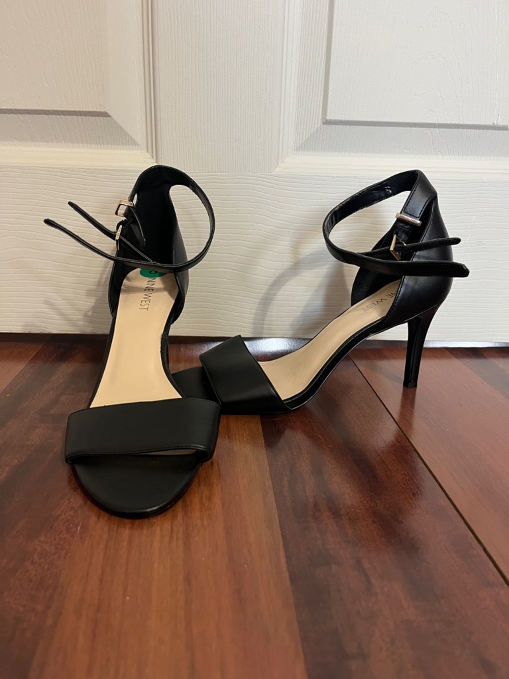 Nine West Black Ankle-Strap Stiletto Sandals